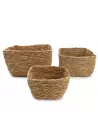 Cestas Cuadradas de Hierba Marina Natural | Juego de 3 Artesanal