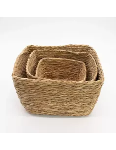 Cestas Cuadradas de Hierba Marina Natural | Juego de 3 Artesanal 2