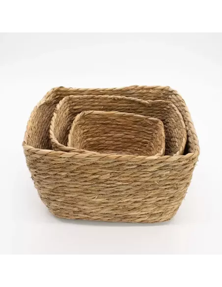 Cestas Cuadradas de Hierba Marina Natural | Juego de 3 Artesanal