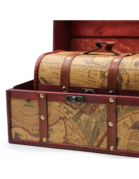 Cofre de Mapa Antiguo – Juego de 3 | Elegancia Vintage y Almacenamiento