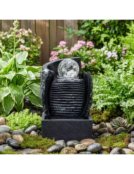 Fuente de Agua de Sobremesa 15x13x20 cm | Vasija y Bola de Cristal