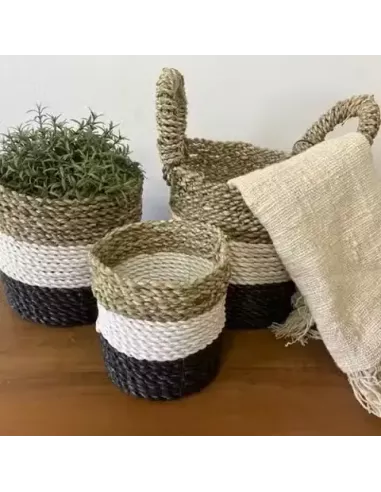 Juego de Cestas de Algas Marinas | Decoración Natural y Sofisticada