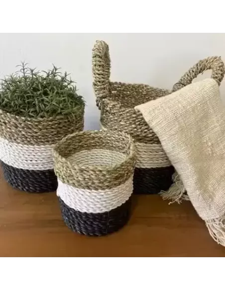 Juego de Cestas de Algas Marinas | Decoración Natural y Sofisticada