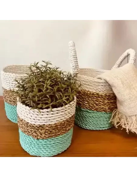 Juego de Cestas de Algas Marinas | Decoración Natural y Sofisticada