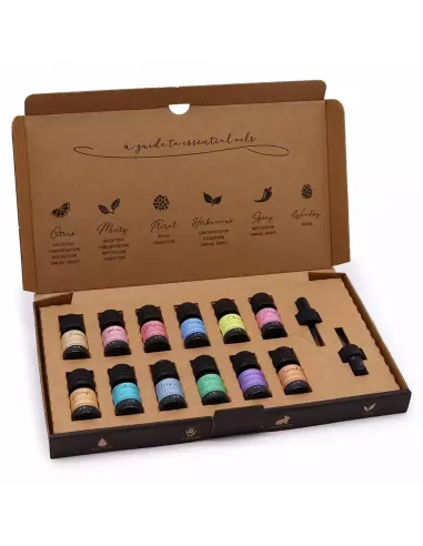 Caja con set de aceites esenciales con aromas de otoño
