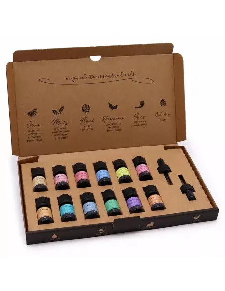 Caja con set de aceites esenciales con aromas de otoño