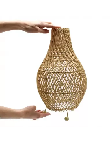 Lámpara de mesa de ratán natural