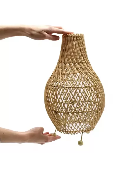 Lámpara de mesa de ratán natural