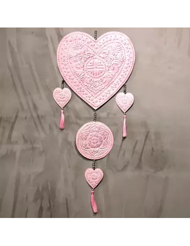 Móvil de aluminio corazones en rosa
