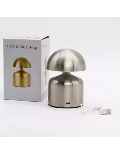 Lámpara Táctil Cúpula Plateada | Recargable USB-C 2