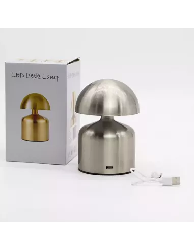 Lámpara Táctil Cúpula Plateada | Recargable USB-C