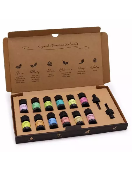 Caja de set de aceites esenciales para aromaterapia