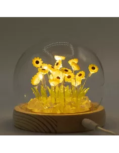 Domo de Jardín Floral Glow – Girasoles y Tulipanes LED USB | Decoración Elegante 2