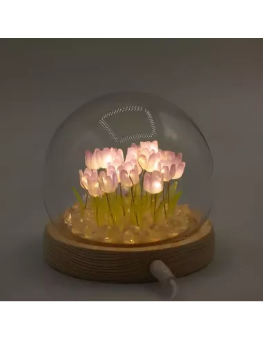 Domo de Jardín Floral Glow – Girasoles y Tulipanes LED USB | Decoración Elegante