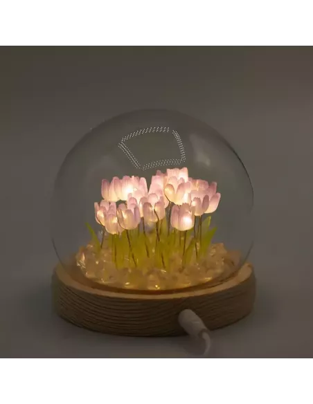 Domo de Jardín Floral Glow – Girasoles y Tulipanes LED USB | Decoración Elegante