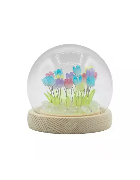 Domo de Jardín Floral Glow – Girasoles y Tulipanes LED USB | Decoración Elegante