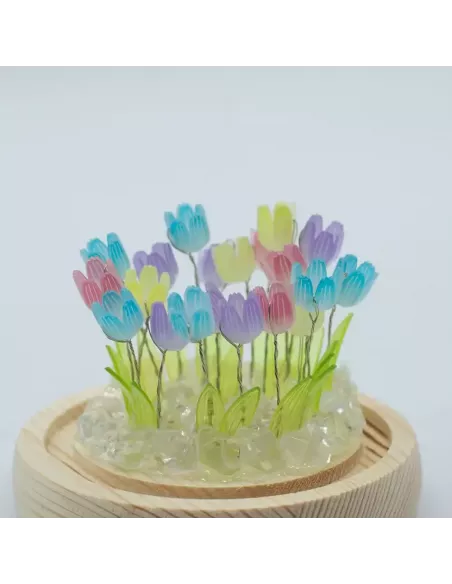 Domo de Jardín Floral Glow – Girasoles y Tulipanes LED USB | Decoración Elegante