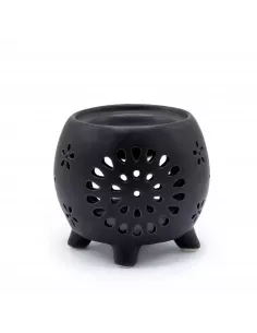 Quemador de Aceite Negro Mate Tipo Maceta | Diseño Elegante | Abonica