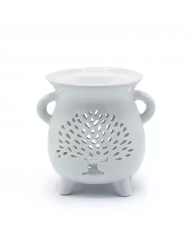 Quemador de esencia árbol de la vida blanco