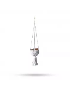 Macetero de Macramé Beige | Decoración Artesanal Colgante