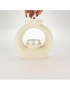 Quemador de Aceite Cerámico Zen Gran Ovalado Blanco Marfil 2