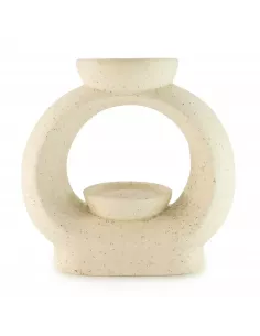 Quemador de Aceite Cerámico Zen Gran Ovalado Blanco Marfil