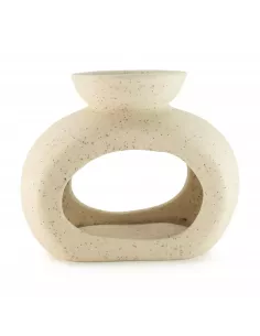 Quemador de Aceite Cerámico Zen Guijarro Ovalado Blanco Roto