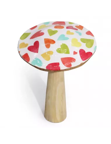 Seta de madera corazones grande