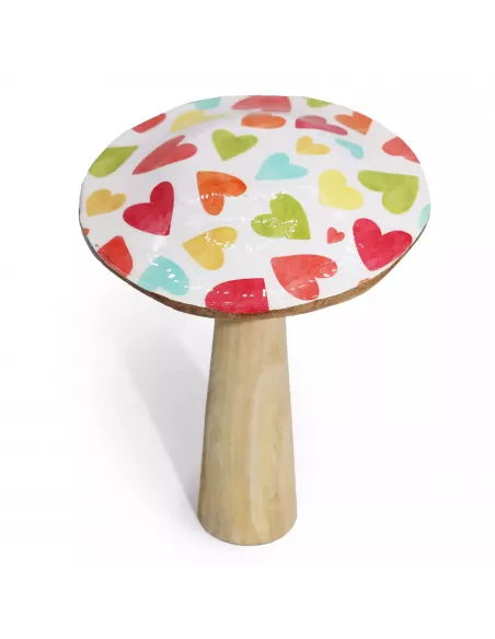 Seta de madera corazones grande