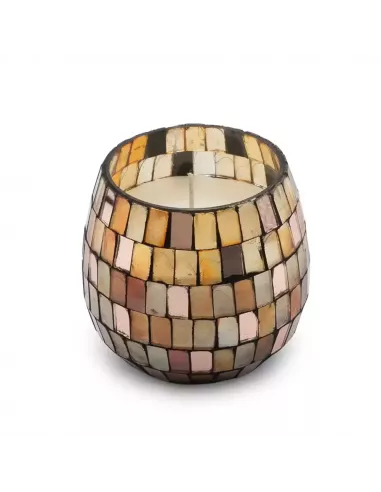 Vela en tarro mosaico ámbar pequeña