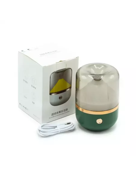 Difusor aromas dos colores verde abajo y transparente arriba mas su caja