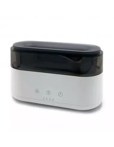 Difusor de aromas blanco y negro con reloj LED y efecto llama
