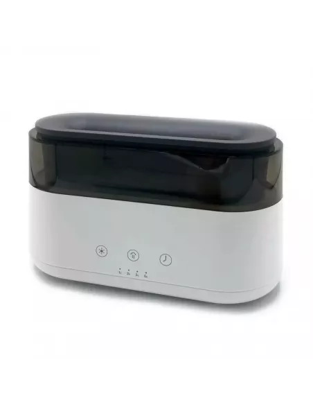Difusor de aromas blanco y negro con reloj LED y efecto llama