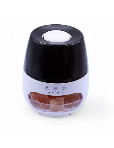Difusor de aromas blanco y negro con sal del Himalaya, efecto llama y cambio de color