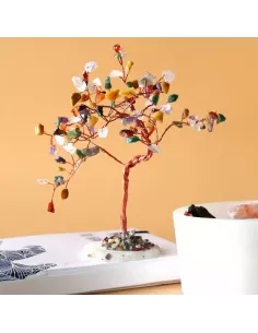 Árbol de Piedras Preciosas Grande Multicolor con Base de Ágata Natural | 100 Piedras | Abonica 2