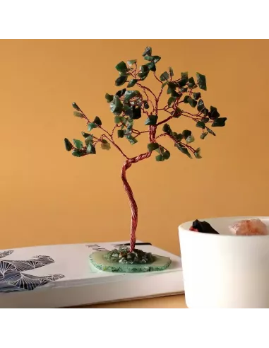 Árbol de Aventurina Verde Grande con Base de Ágata | Abonica