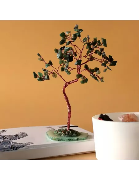 Árbol de Aventurina Verde Grande con Base de Ágata | Abonica