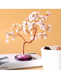 Árbol de Cuarzo Rosa Grande con Base de Ágata | Abonica 2