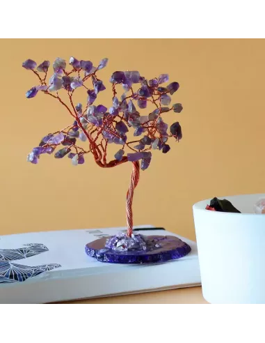 Árbol de Amatista Grande con Base de Ágata Natural | 100 Piedras | Abonica