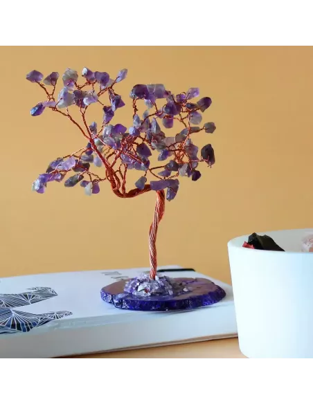 Árbol de Amatista Grande con Base de Ágata Natural | 100 Piedras | Abonica
