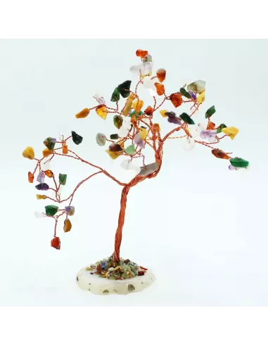 Árbol de Piedras Preciosas Grande Multicolor con Base de Ágata Natural | 100 Piedras | Abonica