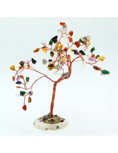 Árbol de Piedras Preciosas Grande Multicolor con Base de Ágata Natural | 100 Piedras | Abonica